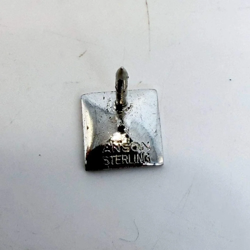 Anson Sterling Silver Cufflinks Tie Tack Set Vintage Mid Century Starburst Stone